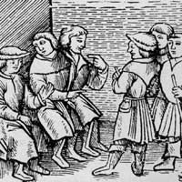 Versammlung der oberschwäbischen Bauern (Ausschnitt aus einem Titelholzschnitt der Zwölf Artikel, Zwickau 1525)