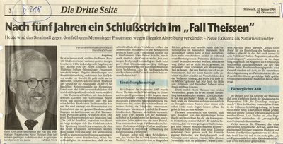 Schlagzeile in der Memminger Zeitung vom 12. Januar 1994 (Stadtarchiv Memmingen)