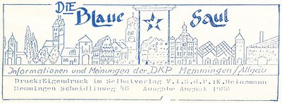 Informationsschrift der DKP Memmingen im August 1988 (Stadtarchiv Memmingen)